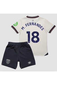 West Ham United Mateus Fernandes #18 Jalkapallovaatteet Lasten Vieraspeliasu 2025-26 Lyhythihainen (+ Lyhyet housut)